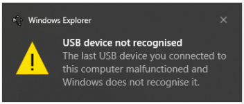 USB Device not recognized error keeps popping up Forums